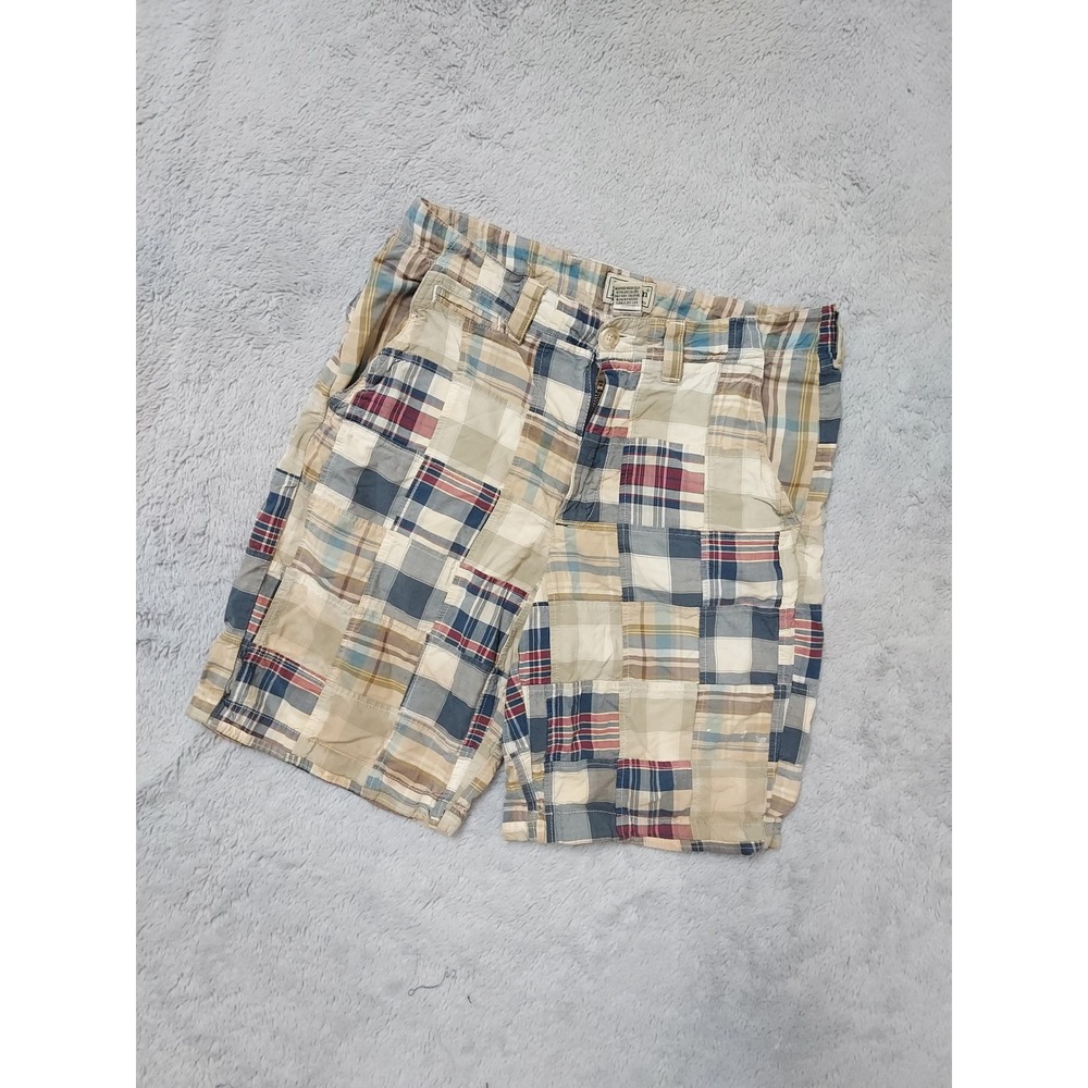 Vintage LL Bean Shorts Mens 30 Madras Plaid Patchwork Colorful Outdoor Preppy